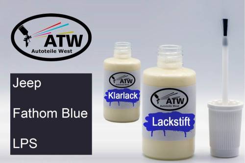 Jeep, Fathom Blue, LPS: 20ml Lackstift + 20ml Klarlack - Set, von ATW Autoteile West.